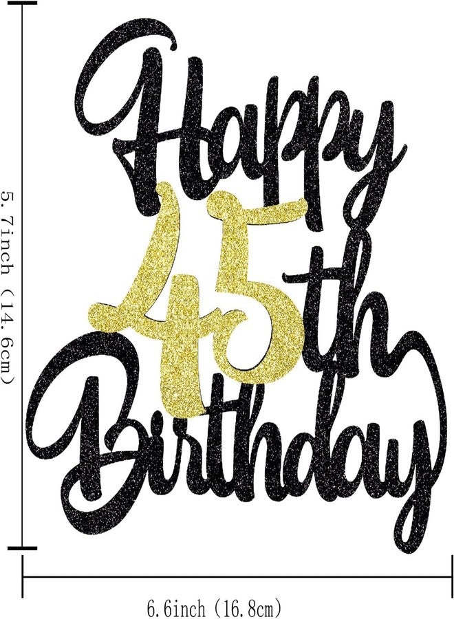 Confetti Happy Birthday Cake Topper, Black & Gold Glitter Birthday Decorations & Anniversary Celebrations (45) - Image 4